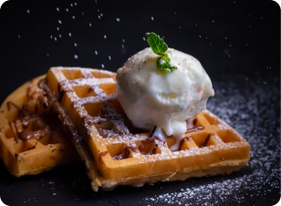 Waffle with ice cream